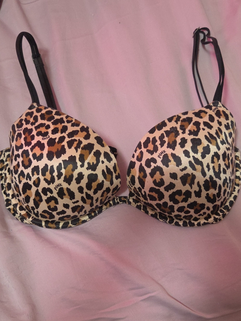 PINK Victoria's Secret Leopard Print Push-Up Bra in Tan and Black